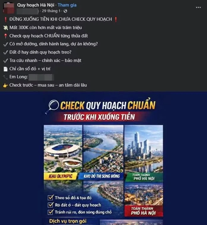 Tràn lan các dịch vụ “check quy hoạch” trên mạng xã hội