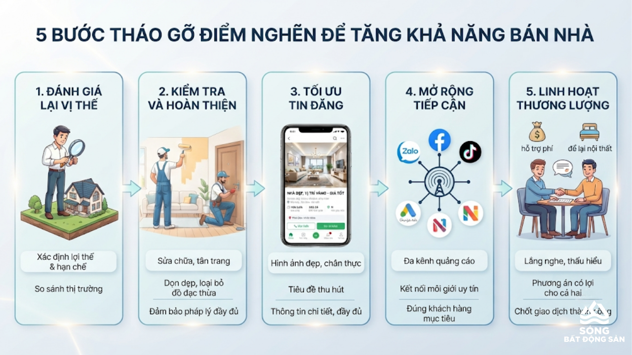 5 bước tháo gỡ điểm nghẽn để tăng khả năng bán nhà